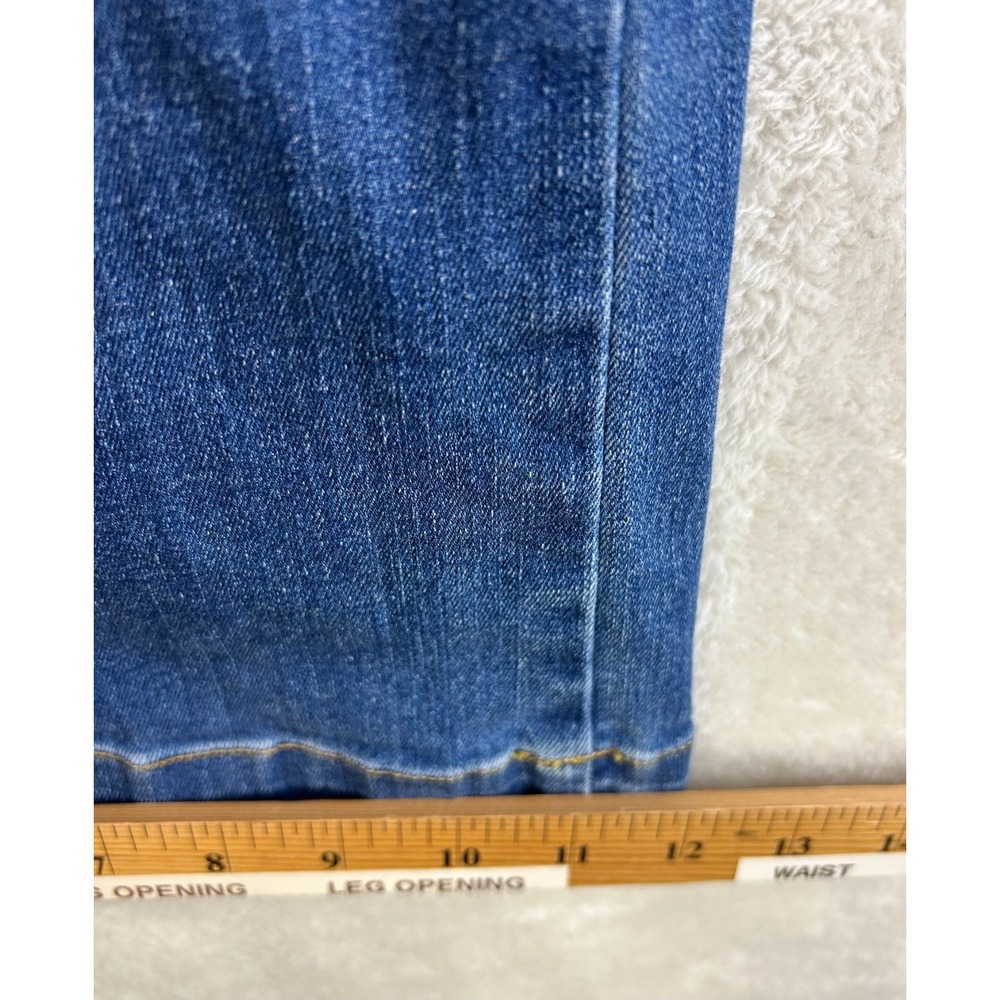 Vintage Spanx Wide Leg Jeans Womens L Indigo Blue Denim Seamed Front Pull On - Picture 13 of 14